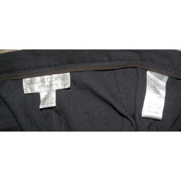 Dark Gray Sz 12 Casual or Dress Stretchy Flat Front Pants Pockets CASUAL CORNER - Picture 2 of 3